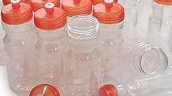 Rolling Sands BPA-Free 24 Ounce Clear with Orange Water Bottles, Bulk 100 Pack, Made in USA