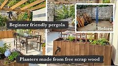 Patio transformation: beginner DIY Pergola, planters and painted pavers