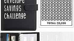 100 Envelope Challenge Binder,100 Savings Challenges Book Savings Challenges Book 100 Envelopes Savings Challenge Book Cash Envelope Wallet for Budgeting Planner(Black)