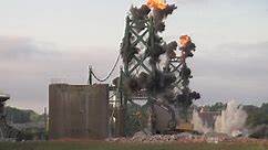 Iowa's old I-74 bridge towers come down in spectacular controlled demolition