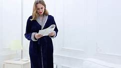 LOFIR Womens Fleece Robes Long Plush Soft Warm Flannel Spa Bathrobe for Women Ladies Sleepwear (Coffee, L)