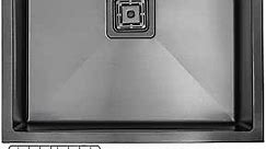 Strictly Sinks 23 Inch Undermount Kitchen Sink – Gunmetal Black Single Bowl 16 Gauge Stainless Steel Bar Prep Kitchen Sink Scratch & Stain Resistant – With Single Strainer Square Drain & Bottom Grid