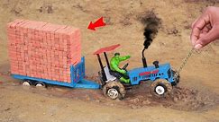 Diy mini tractor heavy trolley full bricks loaded stuck in mud science project @sanocreator