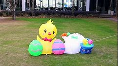 6 FT Easter Inflatables Outdoor Decorations - Inflatable Easter Bunny, Chicks Easter Egg & Basket Combo Build-in 5 LEDs Blow Up Yard Decorations for Easter Decor Outdoor Yard Decorations