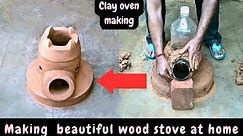 How to make a wood stove at home/Clay stove cooking/Wood burning stove/Mud stove/Mitti ka chulha