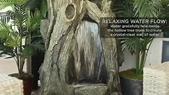 Alpine Corporation 52 in. Tall Outdoor Rainforest Waterfall Tree Trunk Fountain with LED Lights WIN270