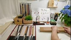 BJ013 Hmayart Wood Brush Shelf/Brush Rest/Brush Hanger with 10 Needles for Ink Sumie Calligraphy & Chinese Painting