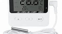 Refrigerator Thermometer,Freezer Thermometer,high and Low Temperature Alarm,Extra Sensor