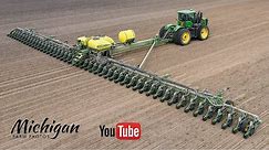 Huge John Deere DB120 48 row 30" 120' wide corn planter in action in Michigan!