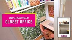 I Turned My Closet Into a Cozy Office | Office Makeover w/ DIY Lighting