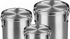 Compact Stainless Steel 100% Airtight Canisters Sets for Small Kitchens | Metal Food Storage Containers with Lids Sealed - Keep Flour, Sugar, Coffee, Tea Fresh for Months (18+35+56 fl oz)