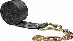 US Cargo Control 4 Inch x 30 Foot Blackline Winch Strap with Chain Extension