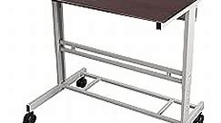 Stand Up Desk Store Rolling Adjustable Height Mobile Standing Desk with Monitor Mount (Silver Frame/Dark Walnut Top, 40" Wide)