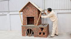 Build a beautiful 2-in-1 wood stove from red bricks and cement