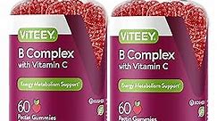 Vitamin B Complex Gummies - Vitamin C - Vitamin B6 - Vitamin B12 - Niacinamide - Folic Acid - Biotin And Calcium - Supports Energy Metabolism And Nerve System Support, Chewable Gummy Chews, Strawberry