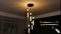 12-Light Led Chandelier, Black Gold Staircase Chandelier, Modern Led Chandeliers for High Ceilings, Foyer Chandelier Light Fixture for Entrance with Remote 3000-6000K