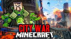 50 Players in a CITY Simulate WAR in Minecraft!