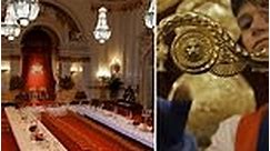 Staff prepare Buckingham Palace ballroom for State Banquet