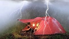 camping in heavy rain and thunderstorm - RELAXING and coocking in cozy tent - asmr