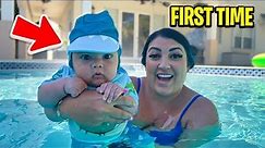 OUR BABY’S FIRST TIME IN THE POOL! *Adorable*