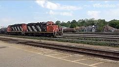 Brantford, Ontario rail yard. Locomotives 4138 & 9547 doing switching / building a train.