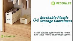 hedonlee Retractable Plastic Storage Bins w/Handles, Foldable Stackable Desk Drawer Organizers and Storage, Drawer Dividers for Closet Kitchen Pantry Refrigerator Cabinet Dresser
