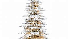 Fraser Hill Farm Pine Valley Flocked Christmas Tree, 6.5 Feet Tall | Faux Tree Includes Easy to Connect and Set up Clear LED Lights | Artificial Tree Perfect Home Decoration | FFPV065-6SN