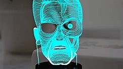 Future Warrior MIT Term Face Mask Cartoon Lamp for Boy Arnold Schwarzenegger Figure Comic 3D Optical LED Night Light 16 Color Change Remote USB Base Holiday Party Mood Xmas Souvenir for Friend Kid