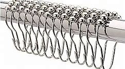 2lbDepot Shower Curtain Rings Hooks - Polished Nickel Finish - Premium 18/8 Stainless Steel - Locking Rings with Easy-Glide Rollers - Five Finishes Available - Set of 12 for Shower Rods