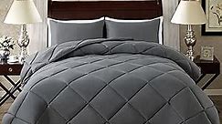 ELNIDO QUEEN® Grey Twin Comforter Set with 1 Pillow Sham - 2 Pieces Bed Comforter Set - Gray Down Alternative Comforter Set - Lightweight All Season Bedding Comforter Sets Twin Size(64×88 Inch)
