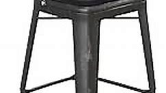 Flash Furniture Carly Commercial Grade 30" High Black Metal Indoor-Outdoor Bar Height Stool with Back and Black Polystyrene Seat