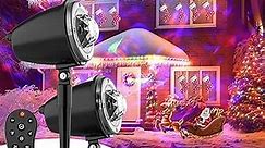 Christmas Lights Projector Outdoor,Water Wave Aurora Holiday Spotlight with RC, LED Landscape Light for Christmas Tree Party Garden Decoration