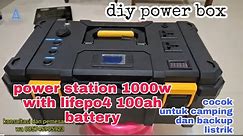 Power station 1000w pure sine wave lifepo4 100ah battery (1200wh) menuju malang power box campervan