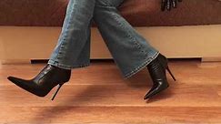 Italian Pointy Toe Stiletto Boots with Flare Jeans