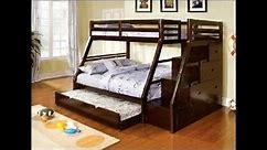 CM-BK611EX Ellington dark walnut finish wood twin over full bunk bed with staircase end with storage