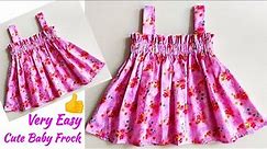 Very Easy Baby Frock Cutting and stitching with Elastic Yoke | Baby Frock