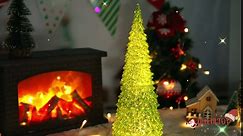 MUMTOP 12.6 Inch Christmas Tree with Battery Operated LED Lights, Green, Plastic