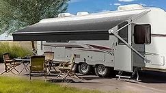 YESCAMP White Manual Modular Retractable RV Awning Full Set Assemblies for RV, 5th Wheel, Travel Trailers, Toy Haulers, and Motorhome - RV Trailer Awning for Home or Camper