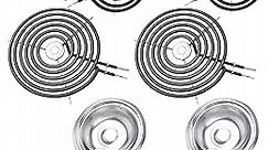 GE Silver Drip Pans and Stove Burner Element Unit Set, Perfectly Fit WB30M1 & WB30M2 -Replacement for GE Hotpoint Stove Top