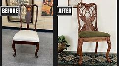 ANTHROPOLOGIE DUPE: Faux Handcarved Wooden Deer Dining Chair | Extreme Furniture Transformation