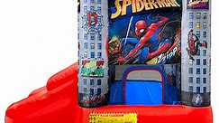 Marvel Spider-Man Outdoor Bounce House with Slide, Plus Heavy Duty Air Blower with GFCI for Kids Ages 3-8 Years