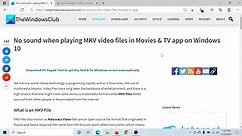 No sound when playing MKV video files in Movies & TV app on Windows 11/10