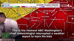 Weatherman stops live report to warn his kids