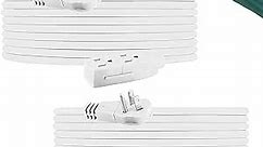 GE home electrical Indoor Extension Cord, 25 Ft Power Cable Outlet, 3 Grounded Outlets Power Strip, Right Angle Flat Extension Cord, 16 Gauge, UL Listed, White, 2 Pack, 69886