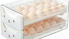 Egg Drawer for Refrigerator, Double Layer Egg Holder Drawer Box Storage Container for Kitchen Fridge Organize