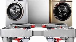 Strong Refrigerator Stand Washer Dryer Stand Moving Dolly Rollers with 8 Adjustable Feet and 4 Double Wheels for Fridge Washing Machine Pedestal