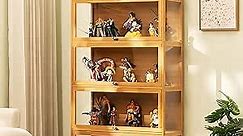 5-Tier Curio Display Cabinet, Storage Shelves with Acrylic Glass Door, Collectibles Toy Organizers Rack, Kids Bookshelf and Bookcase for Playroom, Bedroom, Toddler's Room