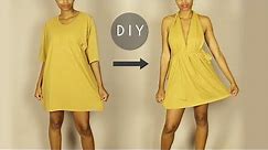 DIY Plunging Halter Dress (NO SEWING)