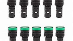 20mA 22mm Energy Saving, Industrial LED Indicator Lights – 10 Green Bulbs for Industrial Equipment and Mount Panels in Operating Rooms and Distribution Boxes, 24V AC/DC