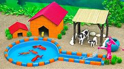 DIY Build Miniature Countryside Farm Diorama - Cow Shed - Mini Hand Pump Take Shower of Animals